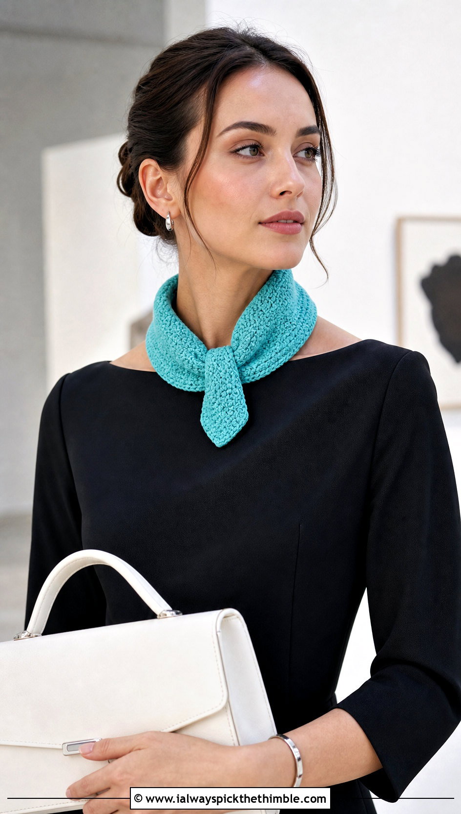 Tunisian Crochet Sophie Scarf With Midi Dress And Ballet Flats - 25 crochet sophie scarf outfit ideas
