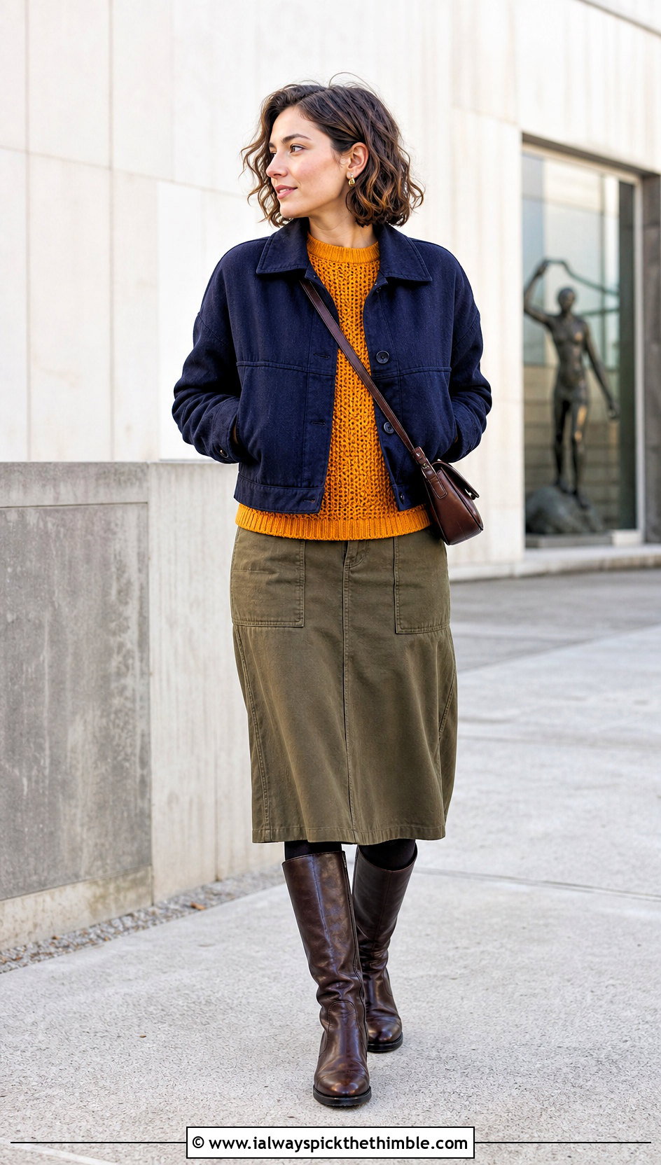 Tunisian Crochet Sweater With Utility Skirt - 20 crochet winter sweater outfit ideas