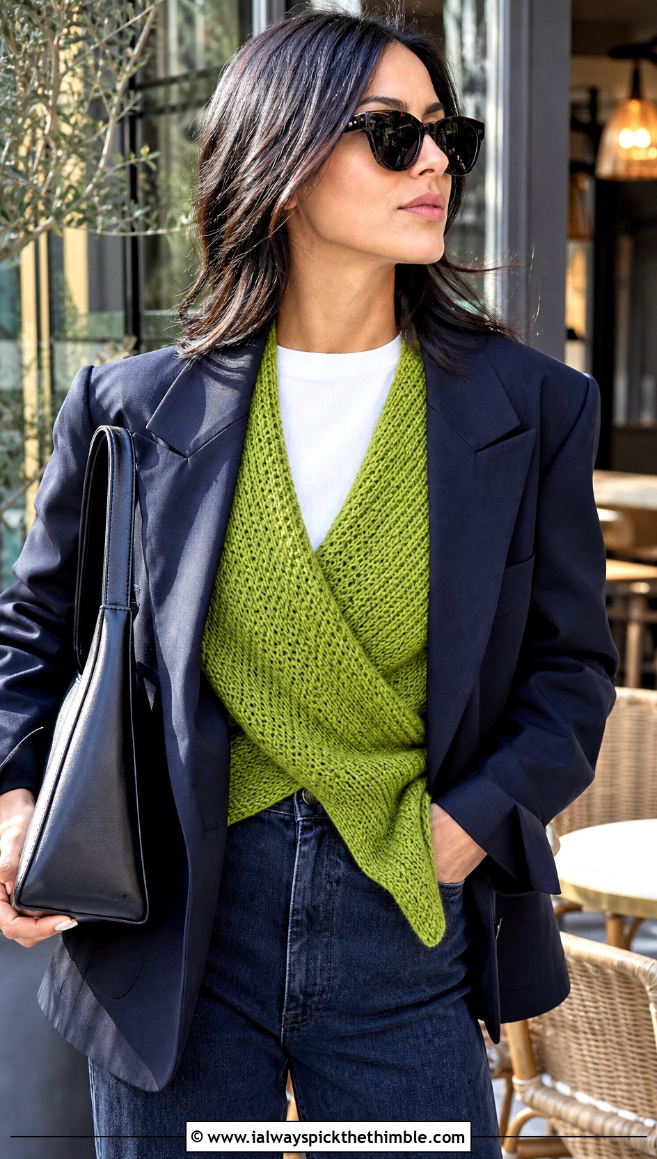 Tunisian Crochet Wrap With Blazer And Jeans - 15 Crochet Wraps outfit ideas