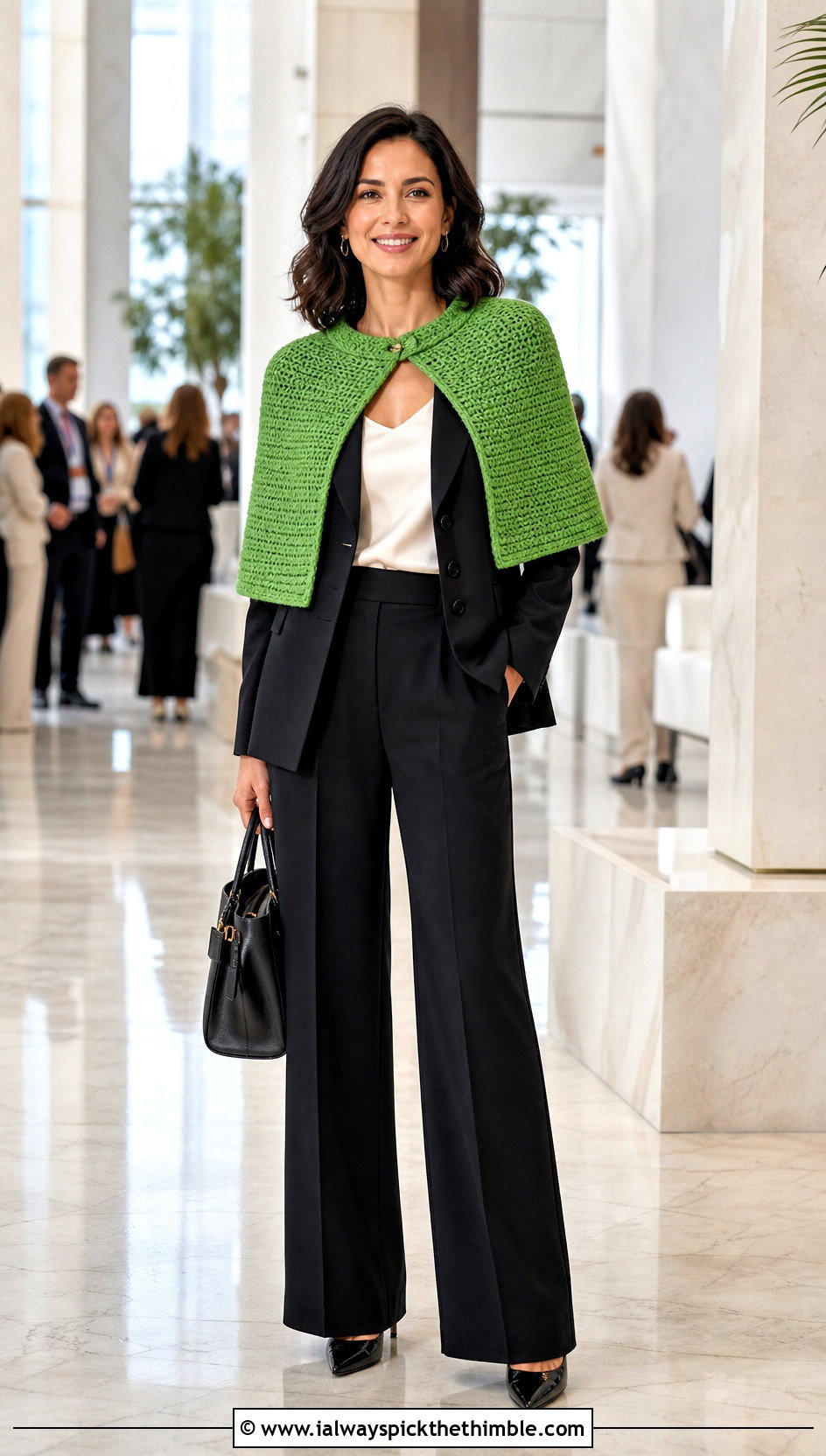 Tunisian Crocheted Capelet With Matching Suit - 20 Crocheted Capelet outfit ideas