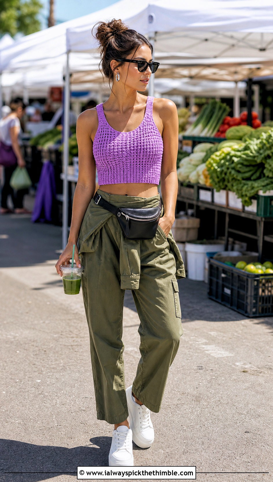 Tunisian Cropped Tank With Utility Jumpsuit - 15 tunisian crochet tank top outfit ideas