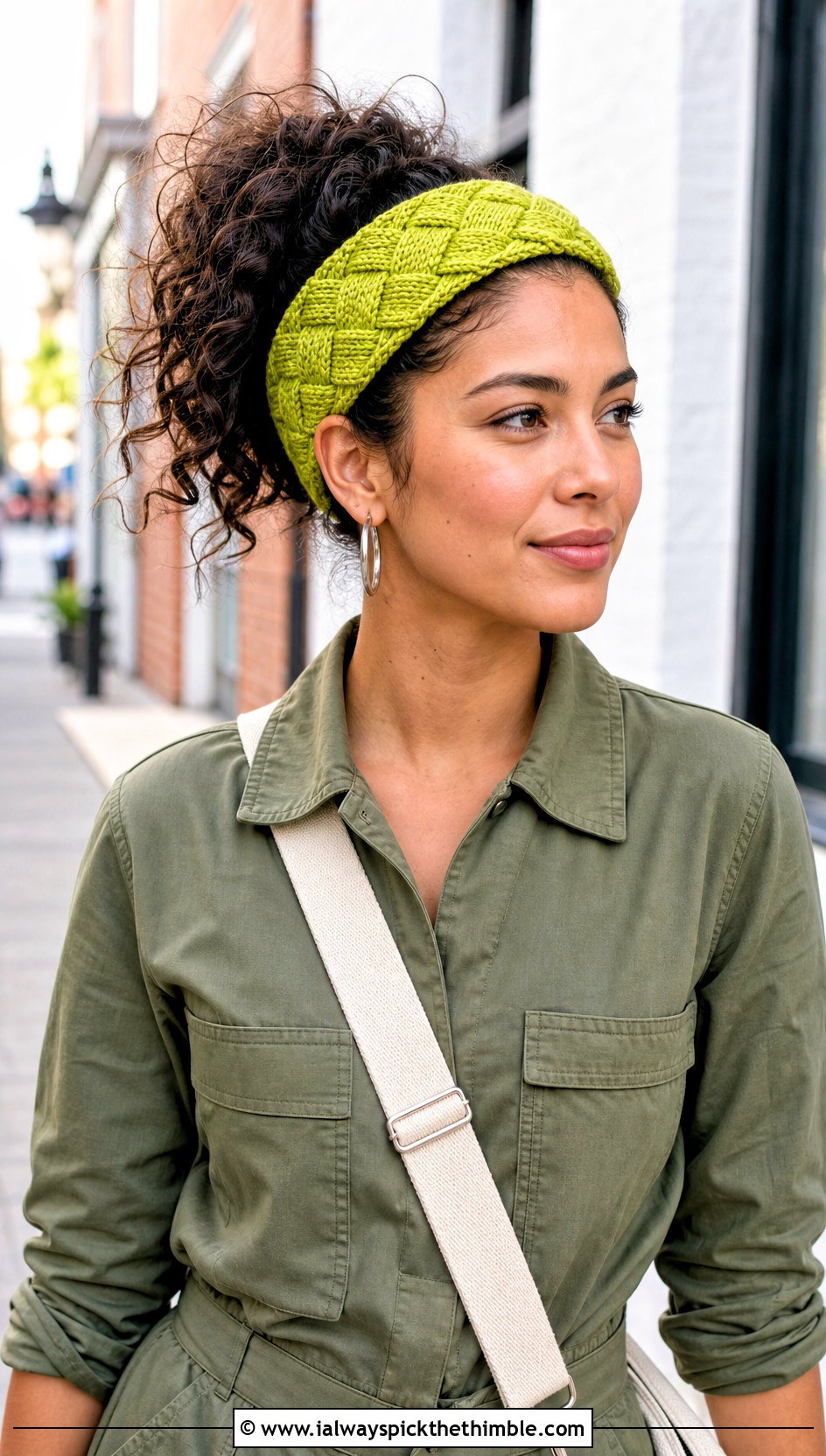 Tunisian Entrelac Headband With Utility Jumpsuit - 20 tunisian crochet headband outfit ideas