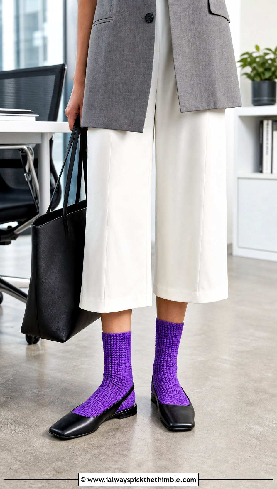 Tunisian Extended Stitch Socks With Culottes And Slingback Flats - 25 tunisian crochet socks outfit ideas