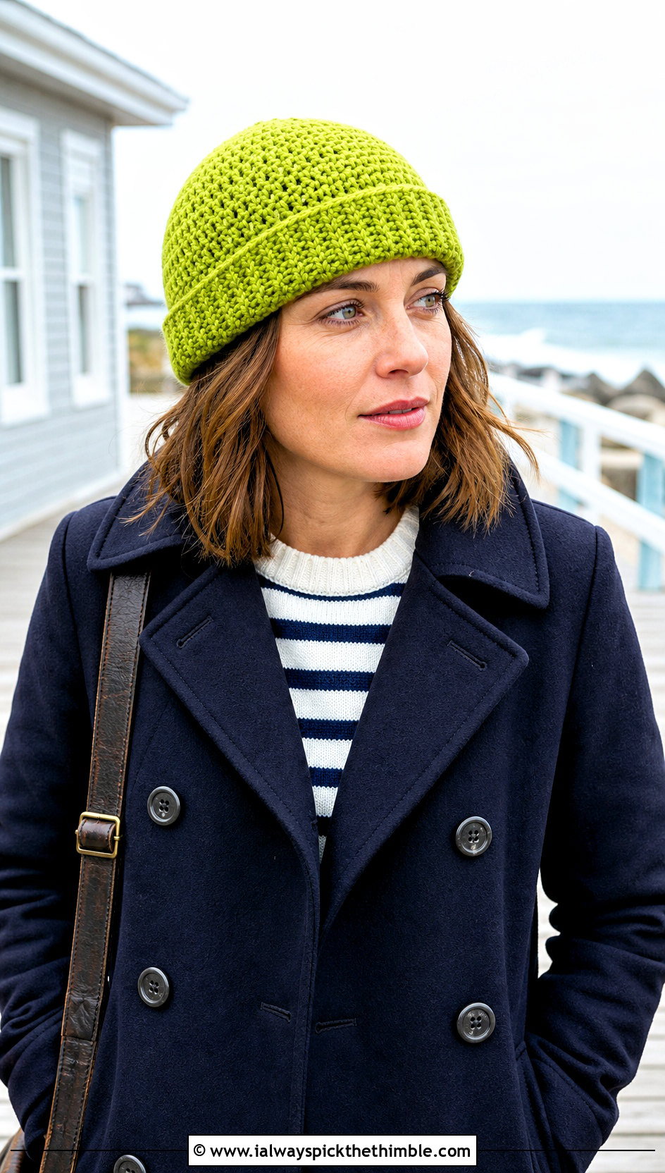 Tunisian Fisherman Beanie With Peacoat - 25 tunisian crochet beanie outfit ideas