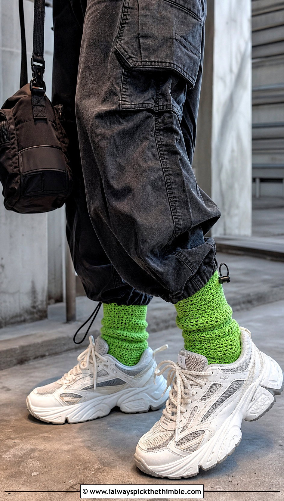 Tunisian Flat Crochet Socks With Cargo Pants - 20 flat crochet sock outfit ideas