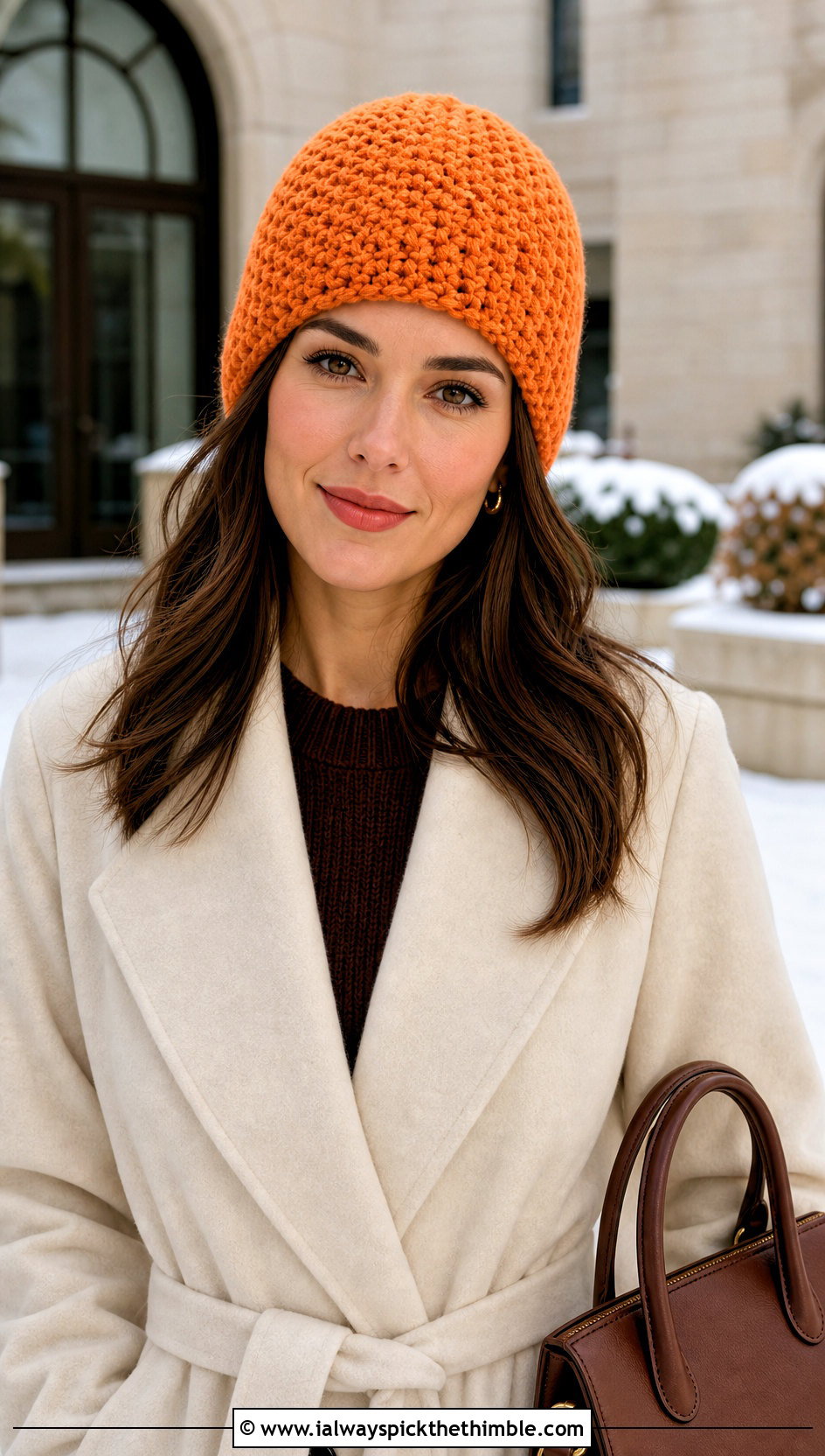Tunisian Full Stitch Beanie With Sweater Dress - 25 tunisian crochet beanie outfit ideas