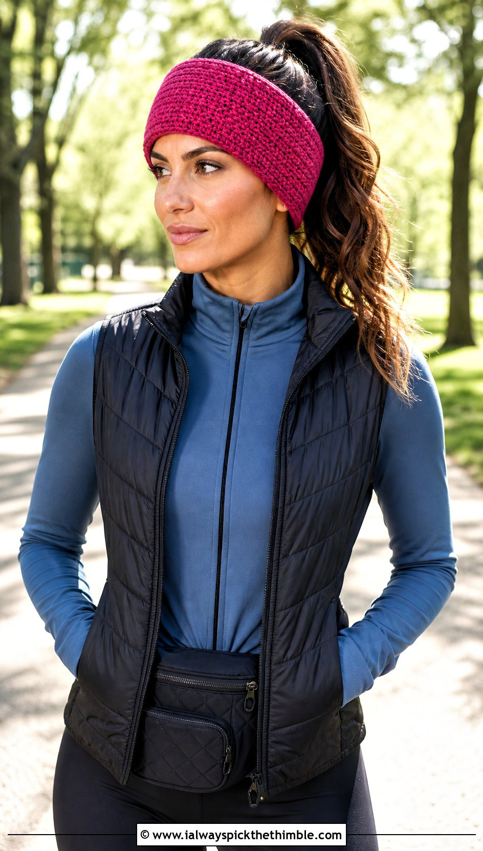 Tunisian Full Stitch Earwarmer With Athleisure Set - 15 Tunisian Crochet Earwarmer outfit ideas