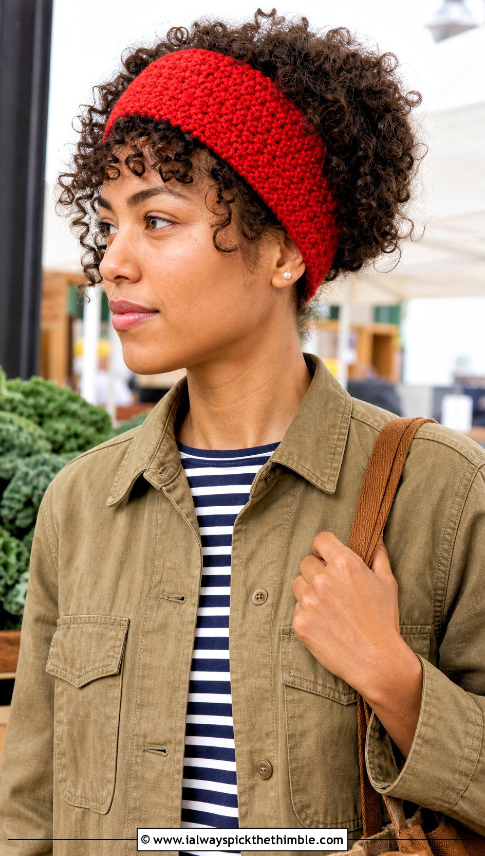 Tunisian Full Stitch Headband With Chore Jacket - 20 tunisian crochet headband outfit ideas