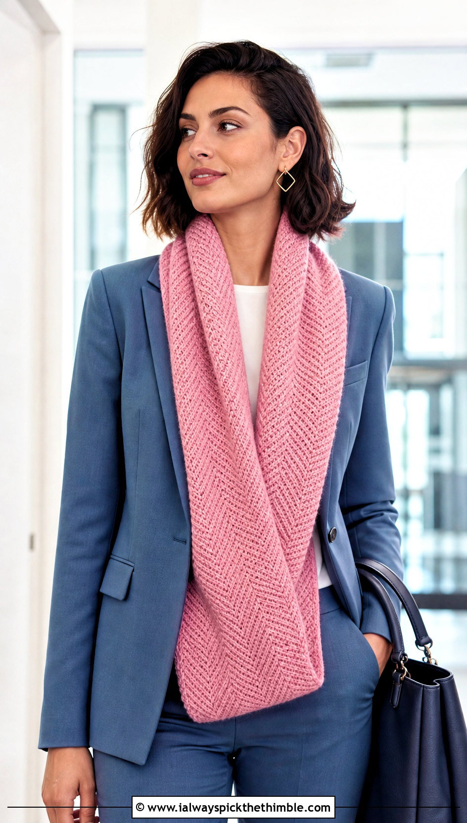 Tunisian Herringbone Crochet Blanket Scarf With Pantsuit - 25 crochet blanket scarf outfit ideas
