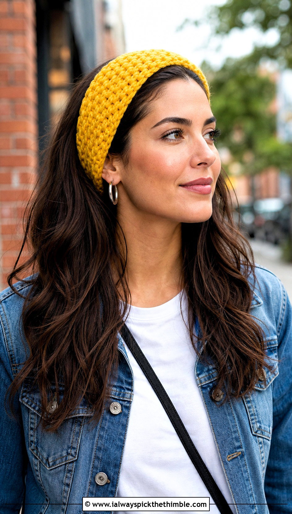 Tunisian Honeycomb Headband With Denim Jacket - 20 tunisian crochet headband outfit ideas