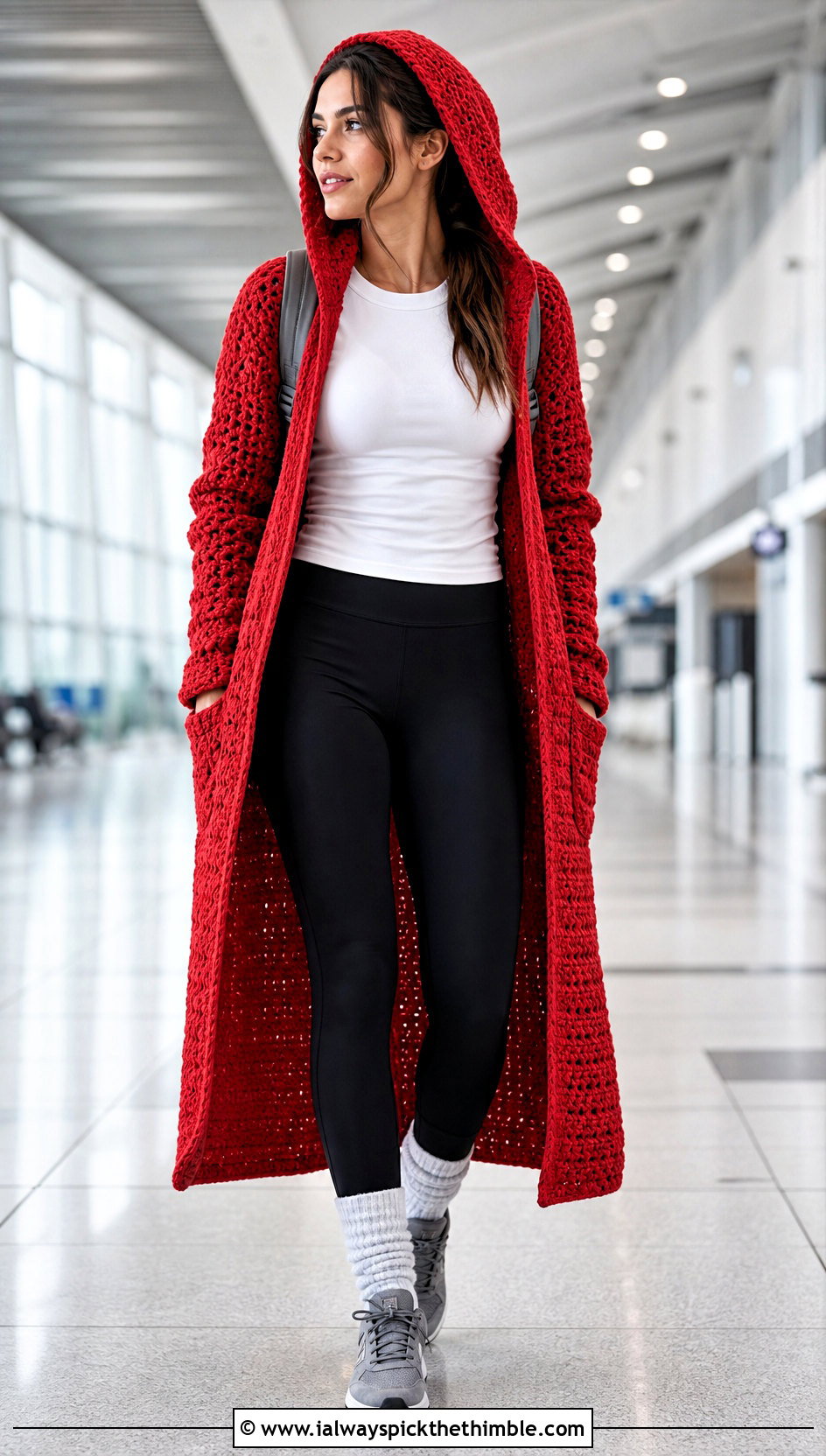 Tunisian Hooded Coat With Leggings And Sneakers - 20 Tunisian Crochet Clothing and outfit ideas