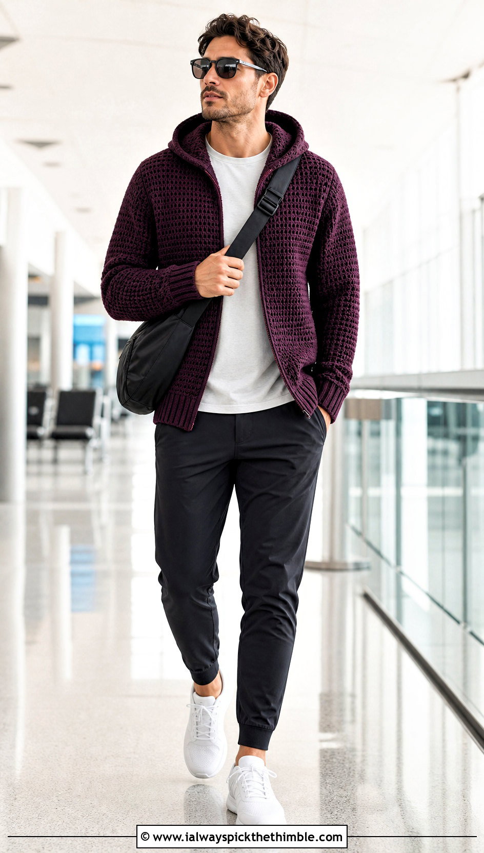 Tunisian Hooded Sweater With Track Pants - 15 Tunisian Crochet Mens Sweater outfit ideas