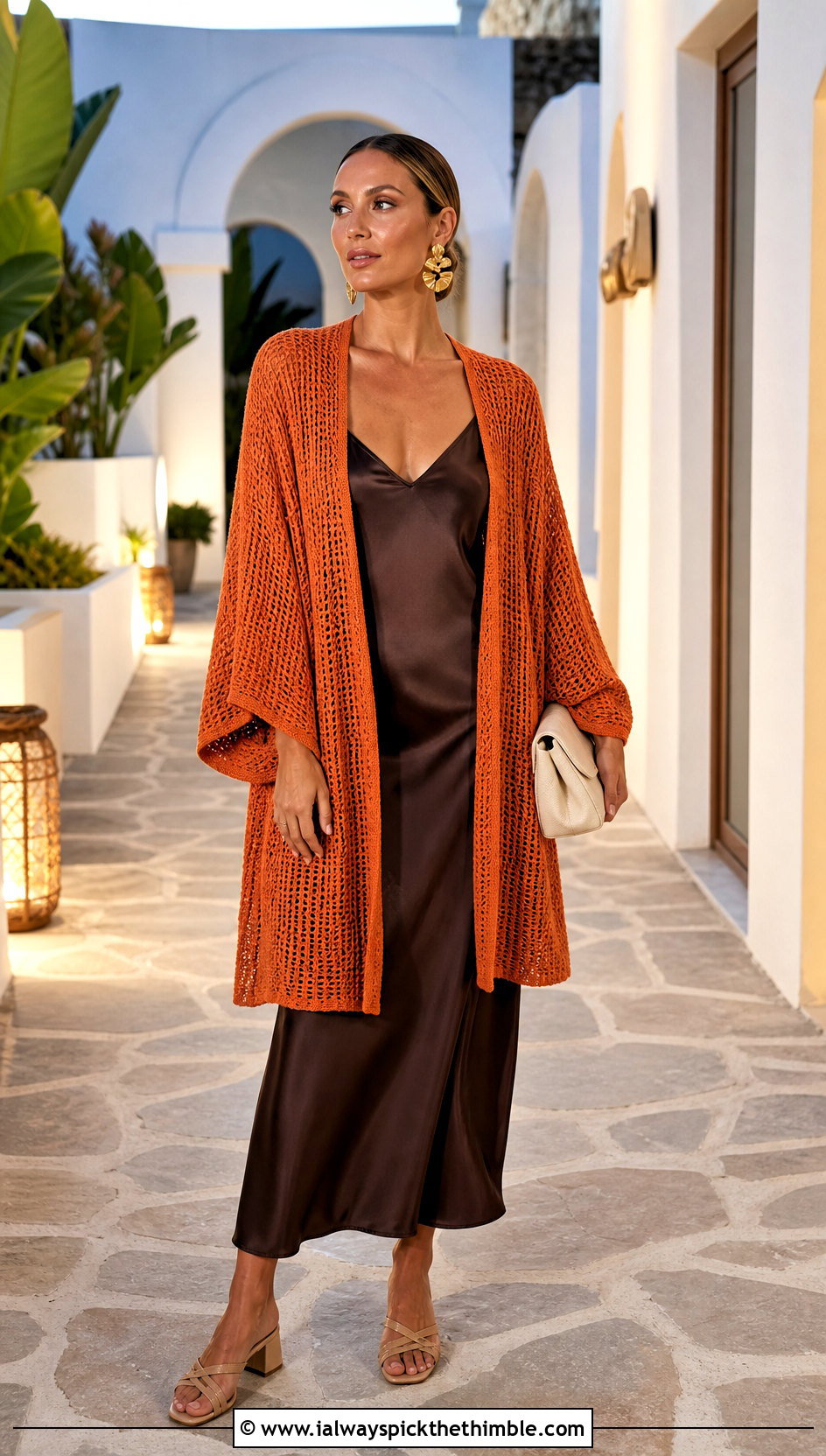 Tunisian Kimono Cardigan With Slip Dress - 25 tunisian crochet cardigan outfit ideas