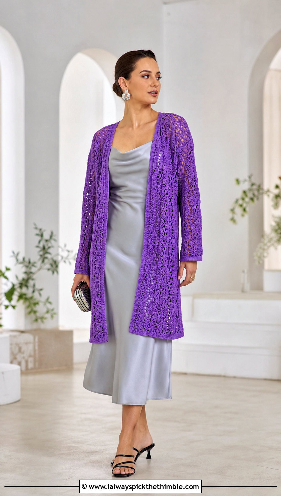 Tunisian Lace Cardigan With Slip Dress - 20 Crochet Tunisian Cardigan outfit ideas