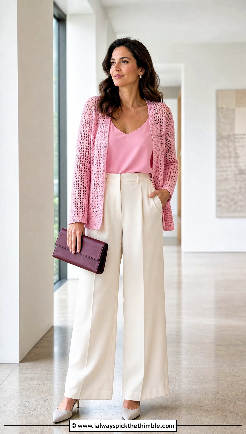 Tunisian Lace Cardigan With Wide Leg Trousers - 25 tunisian crochet cardigan outfit ideas
