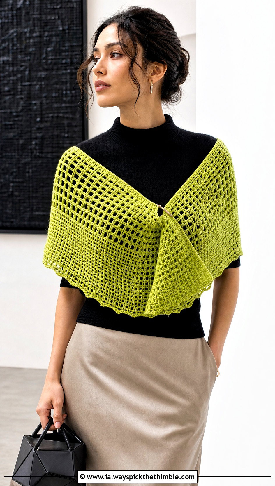 Tunisian Lace Crochet Shawl With Midi Skirt - 20 Lace Crochet Shawl outfit ideas