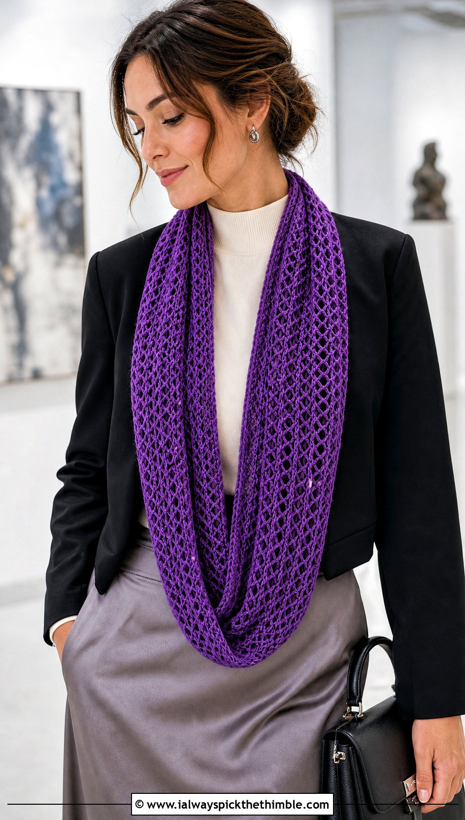 Tunisian Lace Infinity Scarf With Satin Skirt - 15 Tunisian Crochet Infinity Scarf outfit ideas