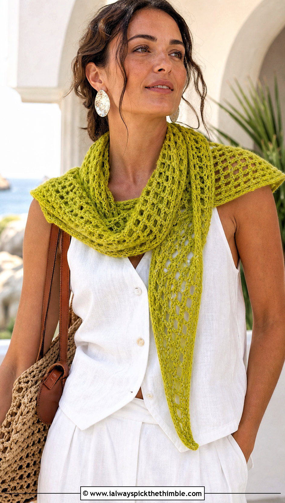 Tunisian Lace Mesh Scarf With Linen Set - 25 tunisian crochet scarf outfit ideas