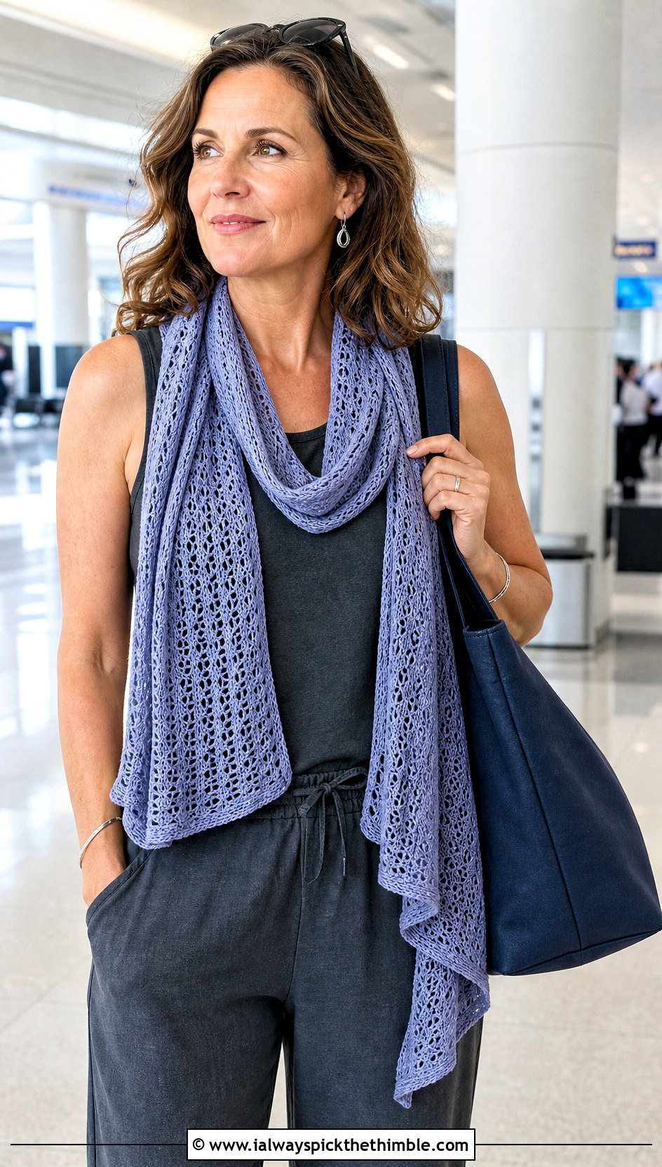 Tunisian Lace Scarf With Matching Travel Set - 20 crochet summer scarf outfit ideas