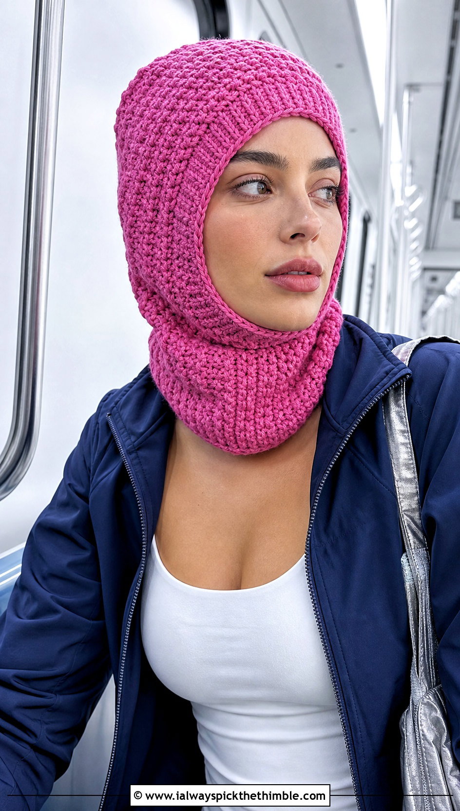 Tunisian Pink Crochet Balaclava With Matching Tracksuit - 20 Pink Crochet Balaclava outfit ideas