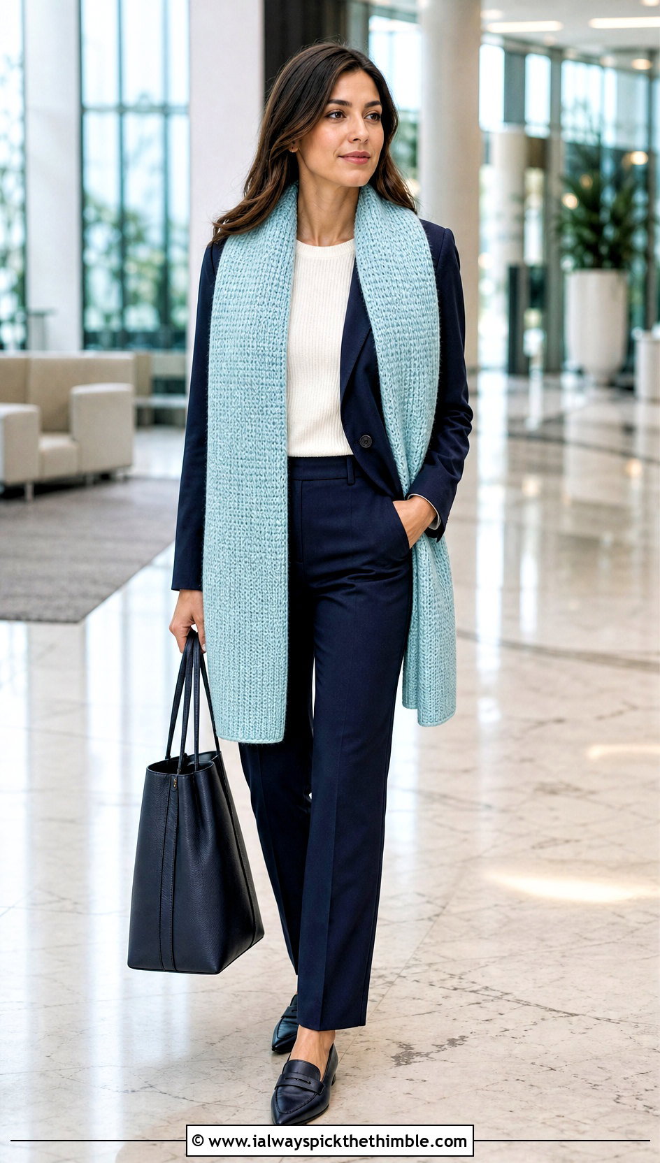Tunisian Rectangle Crochet Wrap With Blazer And Trousers - 20 Rectangle Crochet Wrap outfit ideas