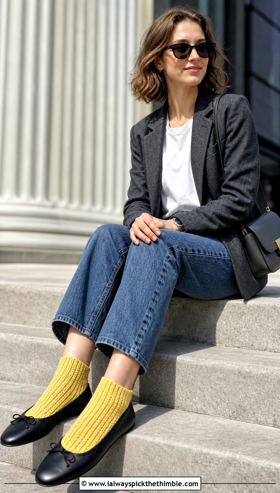 Tunisian Ribbed Crochet Flat Socks With Ballet Flats And Cropped Jeans - 20 Crochet Flat Socks outfit ideas