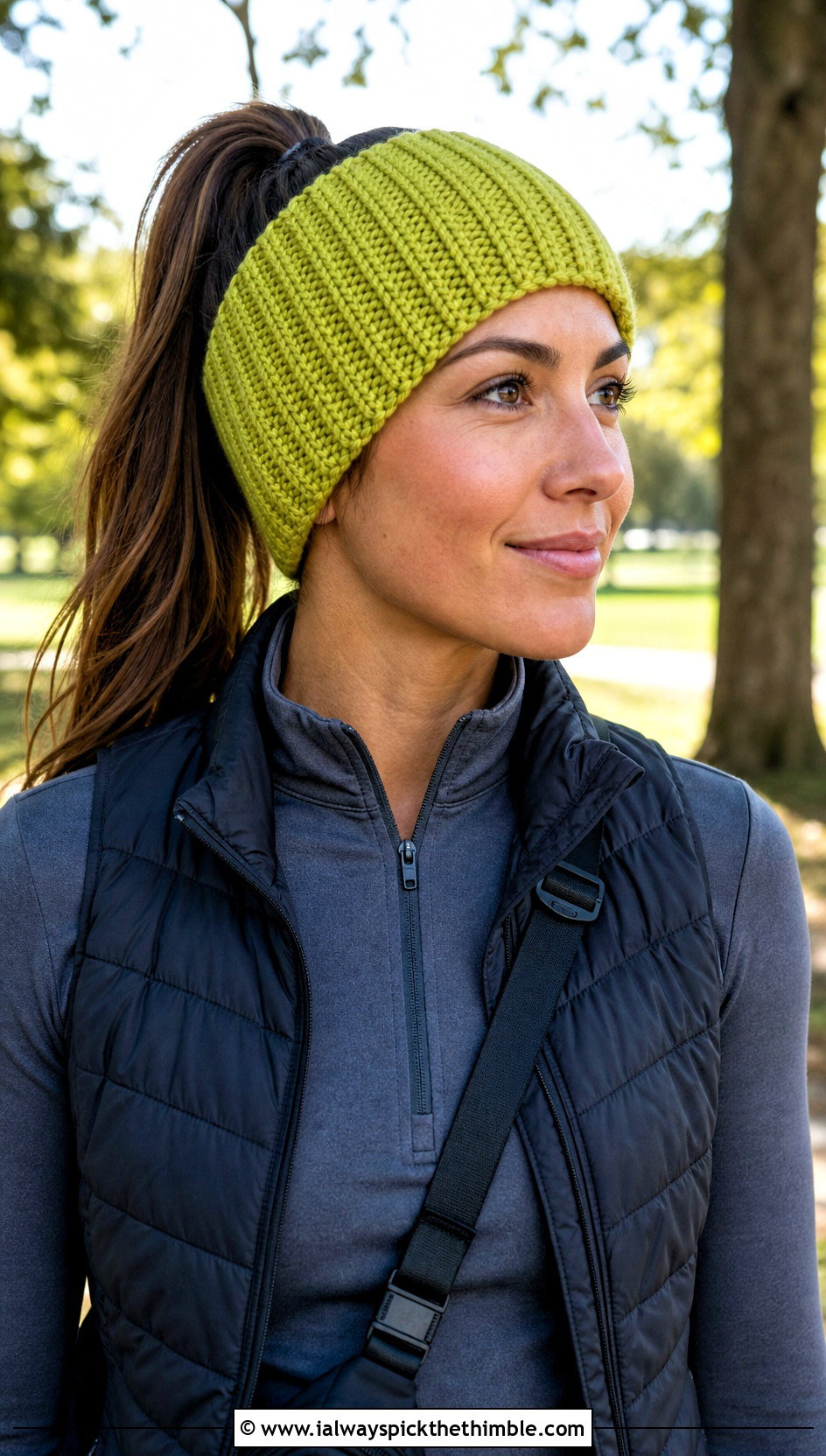 Tunisian Ribbed Ear Warmer With Athleisure - 20 tunisian crochet headband outfit ideas