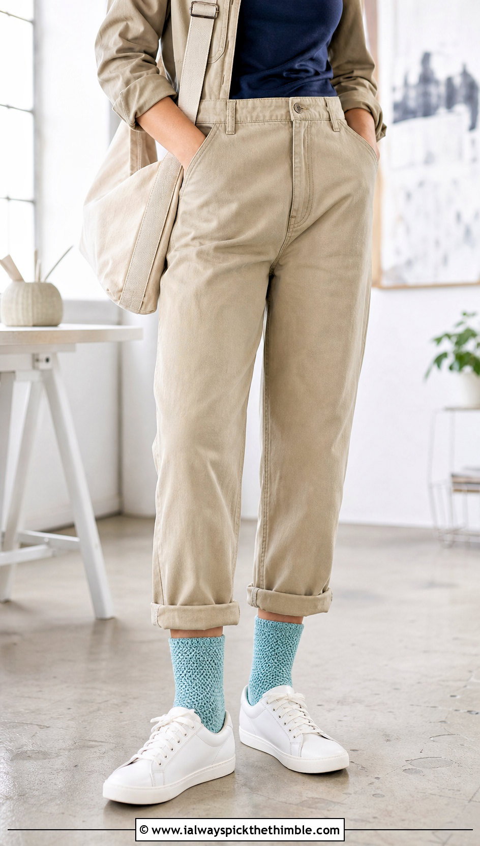 Tunisian Seed Stitch Socks With Utility Jumpsuit And Sneakers - 25 tunisian crochet socks outfit ideas