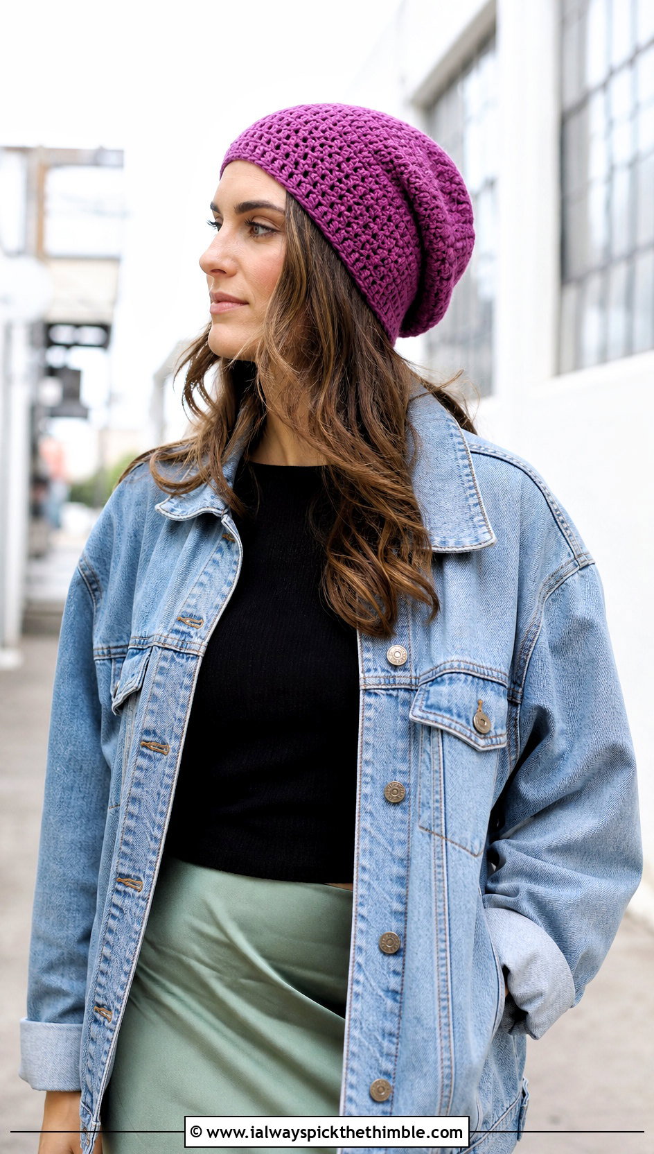 Tunisian Slouchy Beanie With Satin Slip Skirt - 25 tunisian crochet beanie outfit ideas