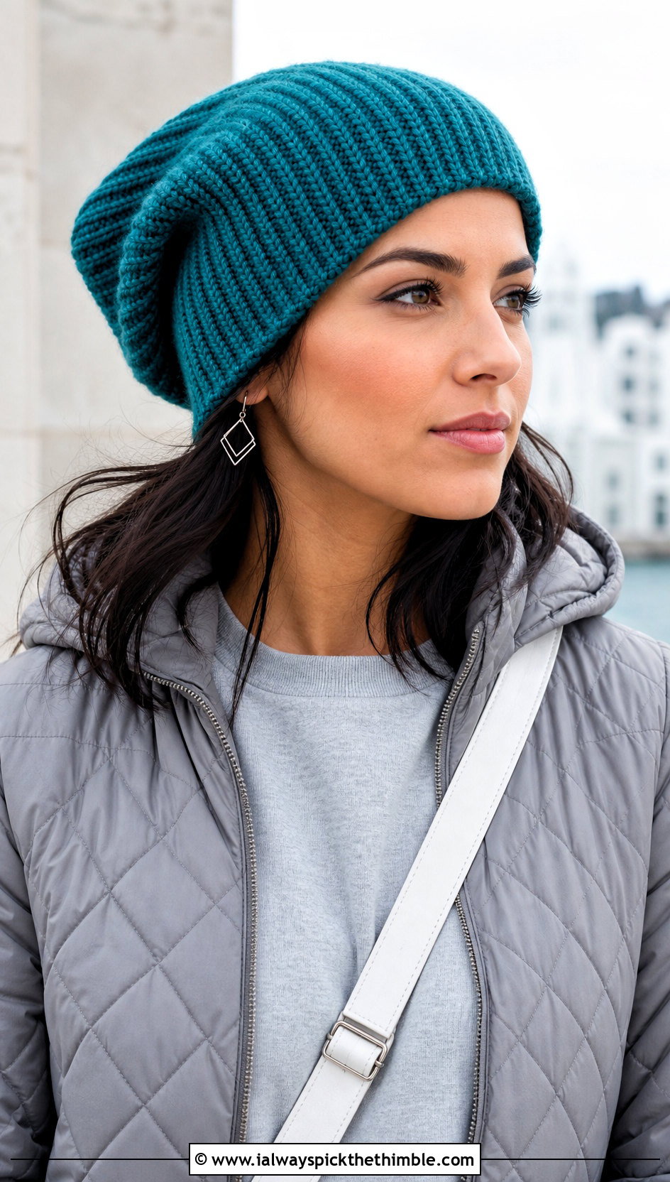 Tunisian Slouchy Crochet Beanie With Monochrome Outfit - 25 slouchy crochet beanie outfit ideas