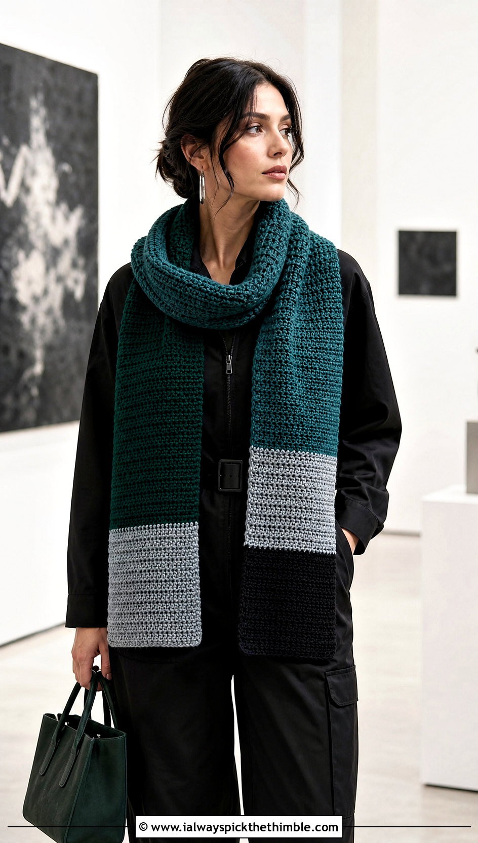 Tunisian Slytherin Crochet Scarf With Black Jumpsuit - 20 slytherin crochet scarf outfit ideas