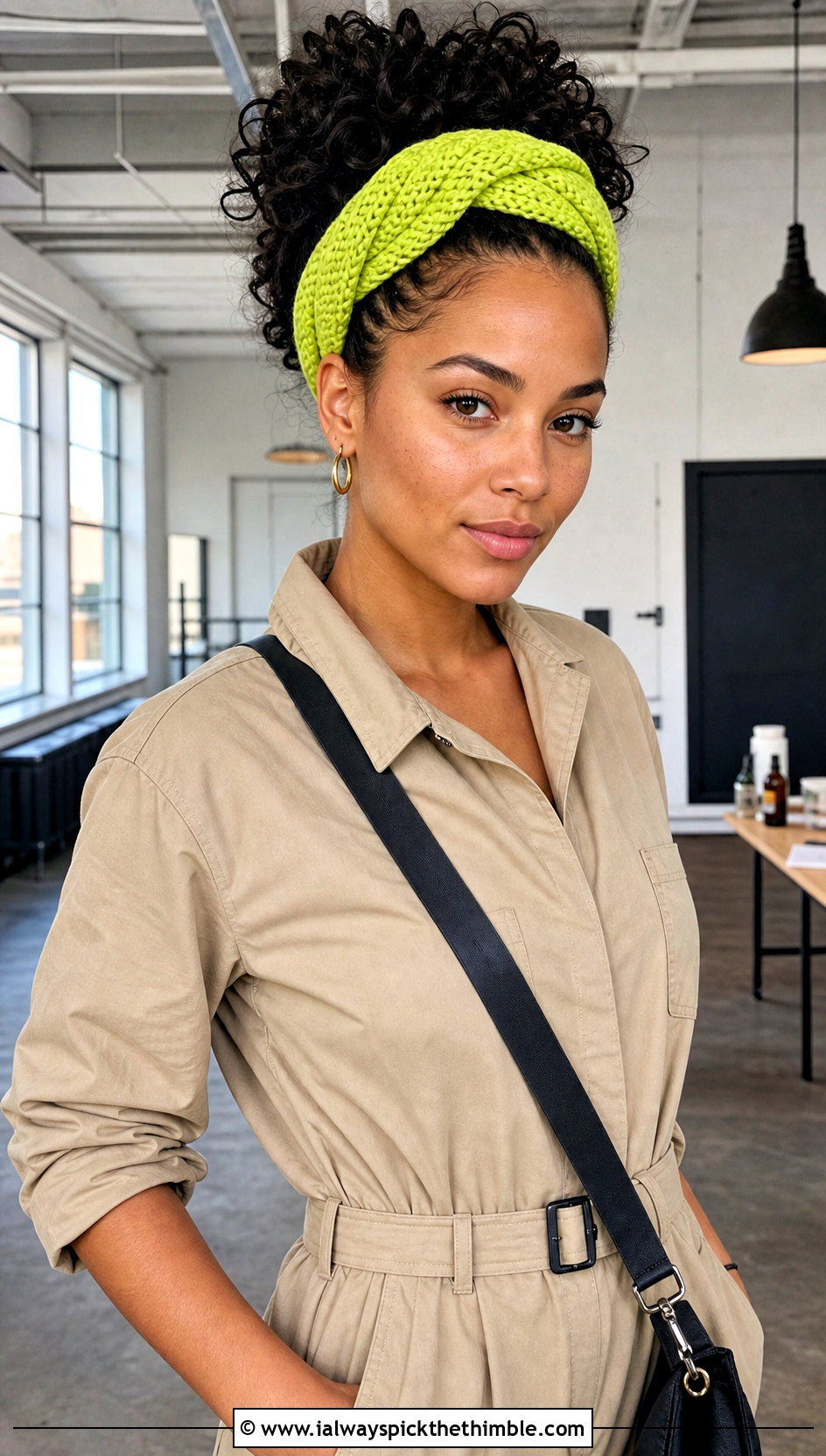 Tunisian Stitch Braided Headband With Utility Jumpsuit - 20 Braided Crochet Headband outfit ideas