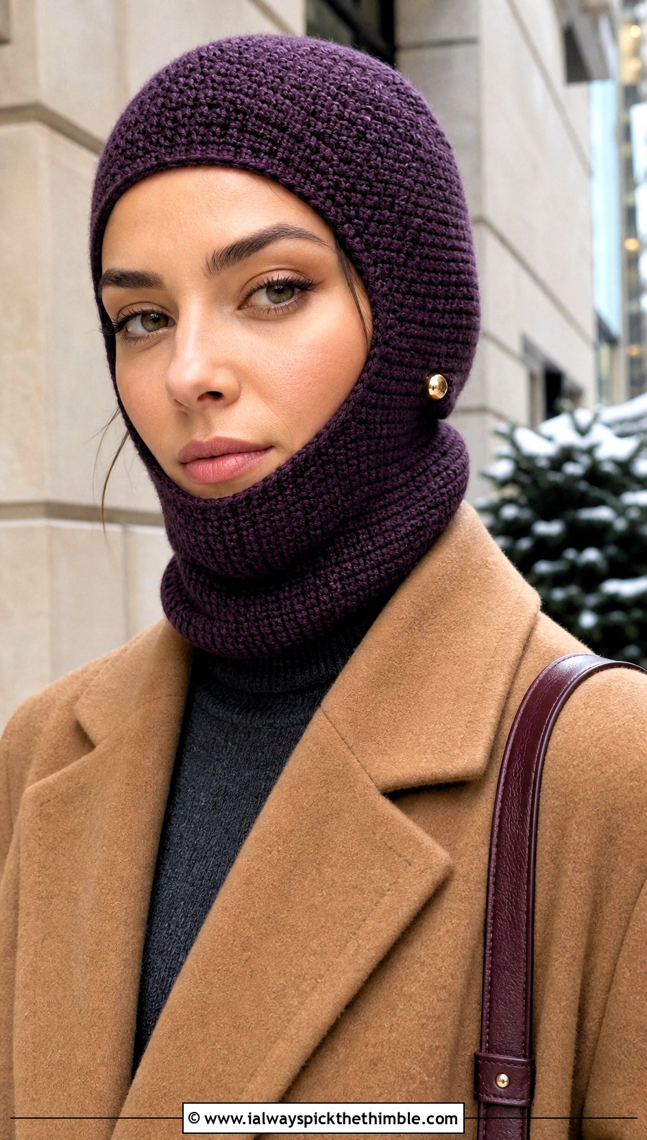 Tunisian Stitch Crochet Balaclava With Wool Coat - 20 crochet balaclava hat outfit ideas