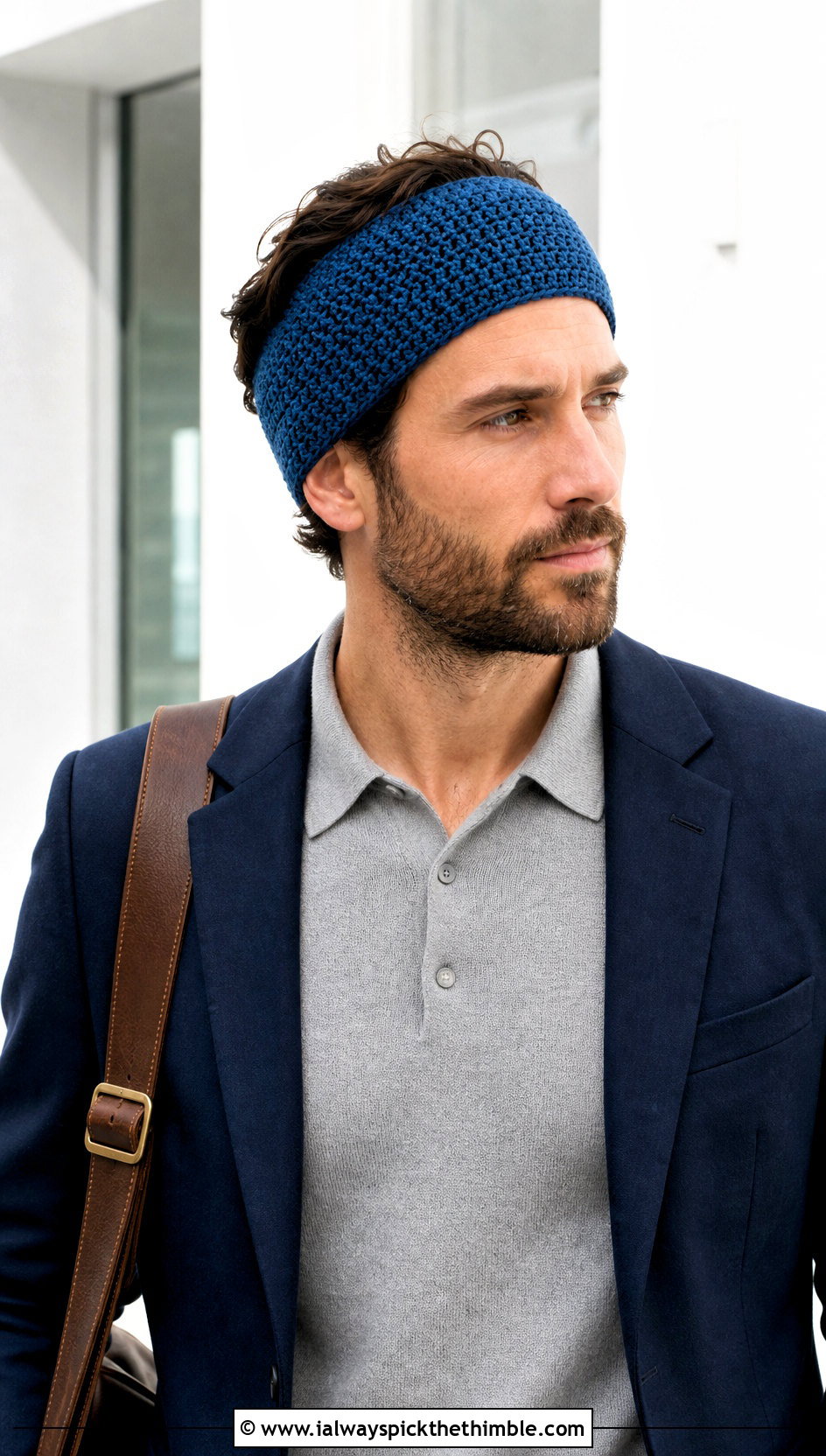 Tunisian Stitch Crochet Headband With Office Outfit - 15 Crochet Headband For Men outfit ideas