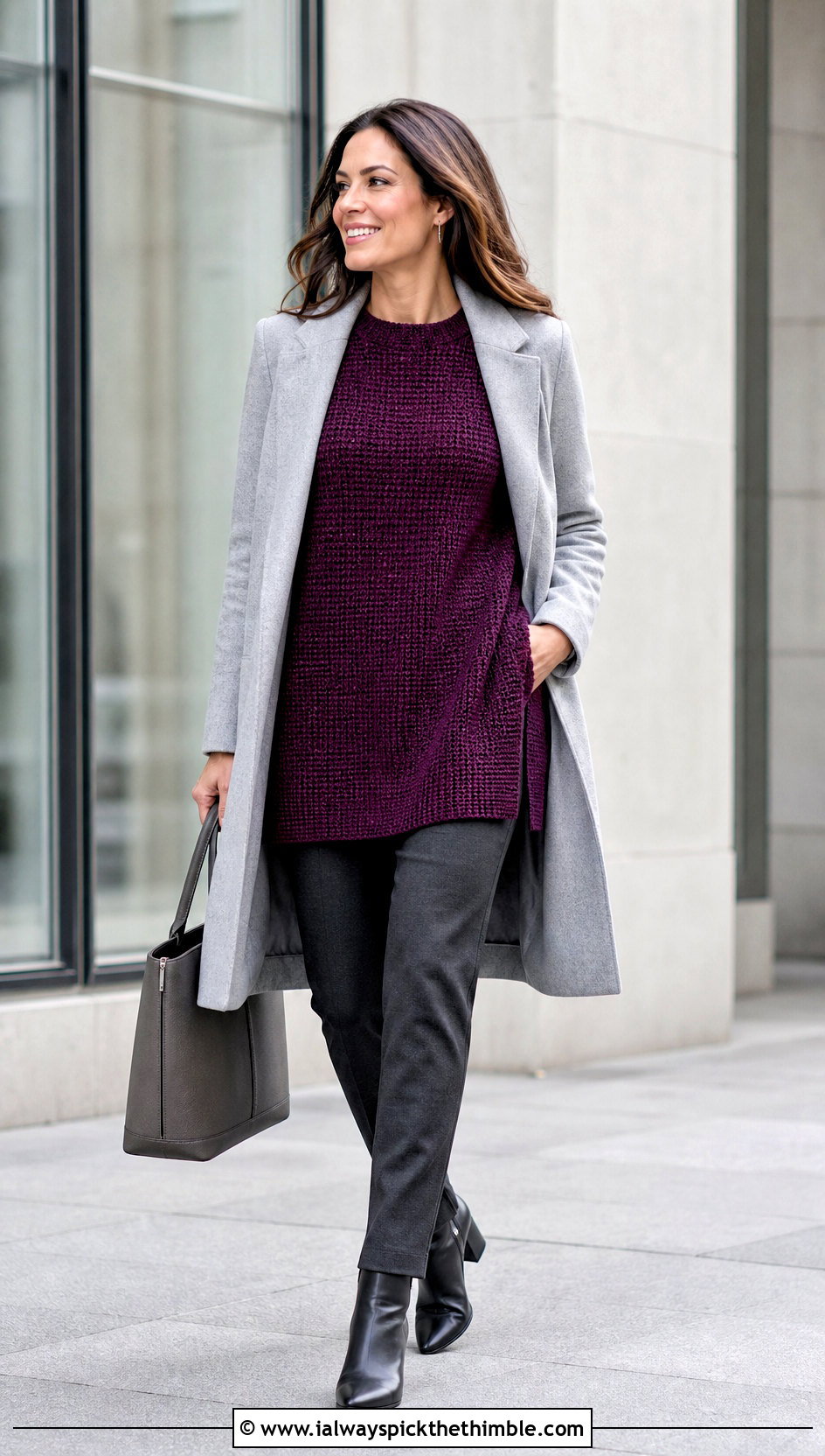 Tunisian Tunic Jumper With Slim Ponte Pants - 20 tunisian crochet jumper outfit ideas