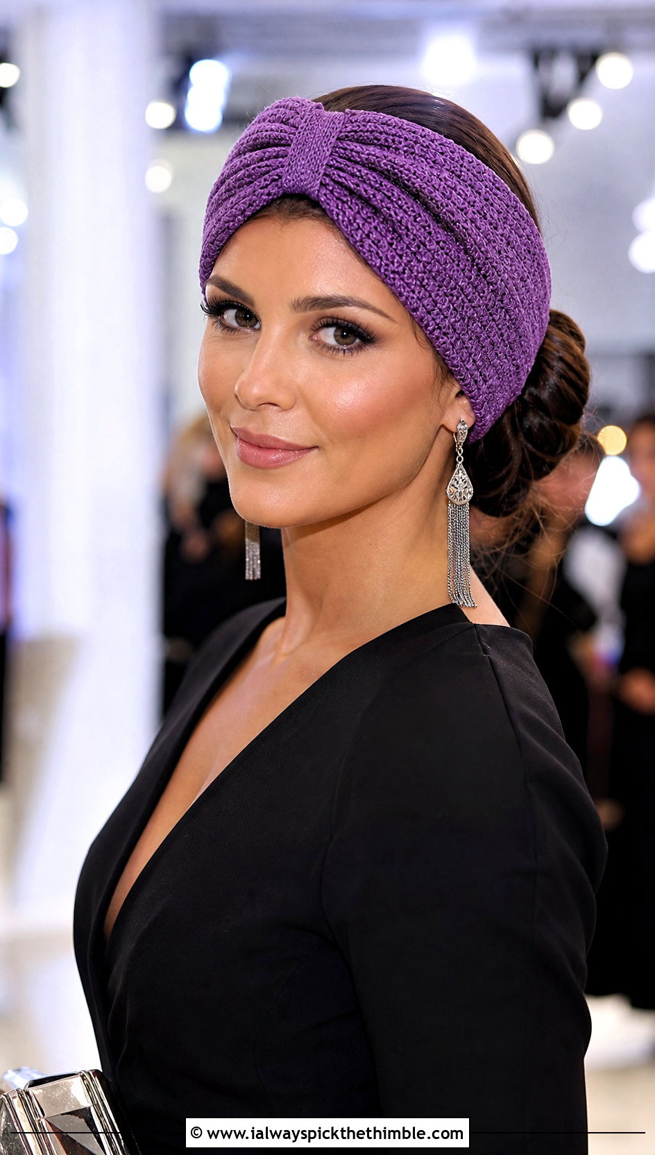 Tunisian Turban Headband With Evening Jumpsuit - 20 tunisian crochet headband outfit ideas