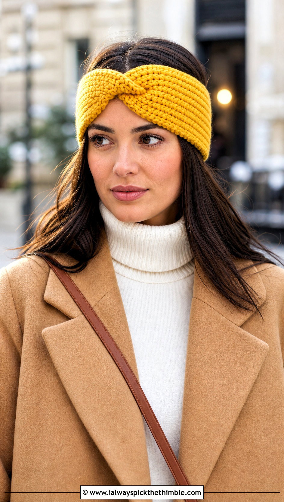 Tunisian Twist Ear Warmer With Wool Coat - 20 Tunisian Crochet Ear Warmer outfit ideas