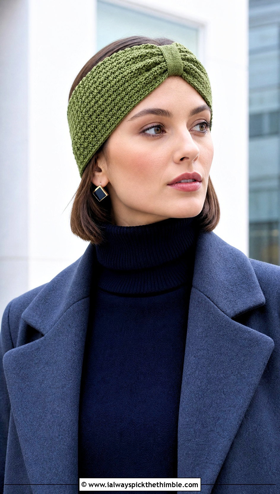 Tunisian Wide Cinch Crochet Headband With Long Coat - 15 wide cinch crochet headband outfit ideas