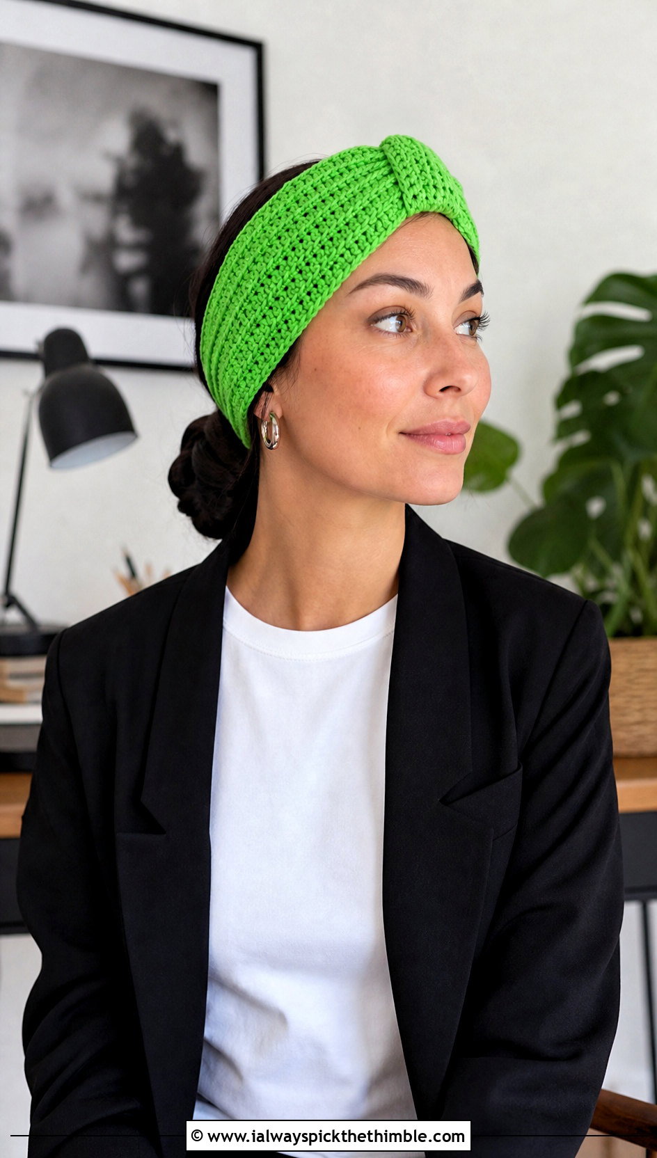 Turban Wrap Crochet Skincare Headband With Work Outfit - 15 Crochet Skincare Headband outfit ideas