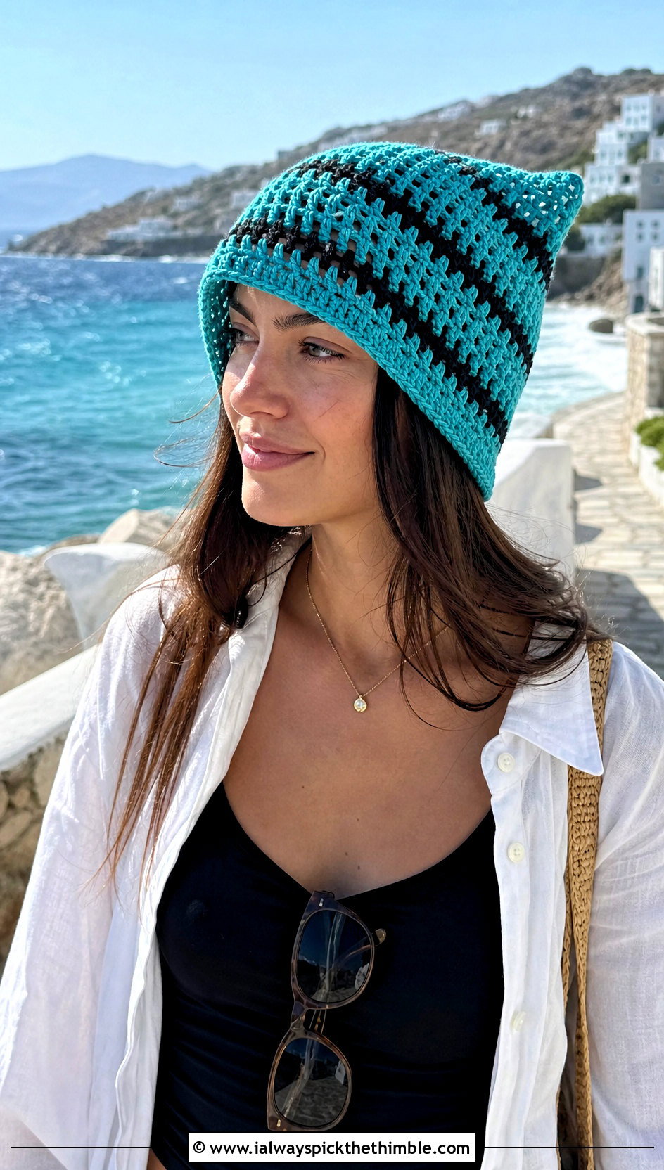 Turquoise Mesh Clancy Crochet Beanie With Vacation Outfit - 20 clancy beanie crochet outfit ideas