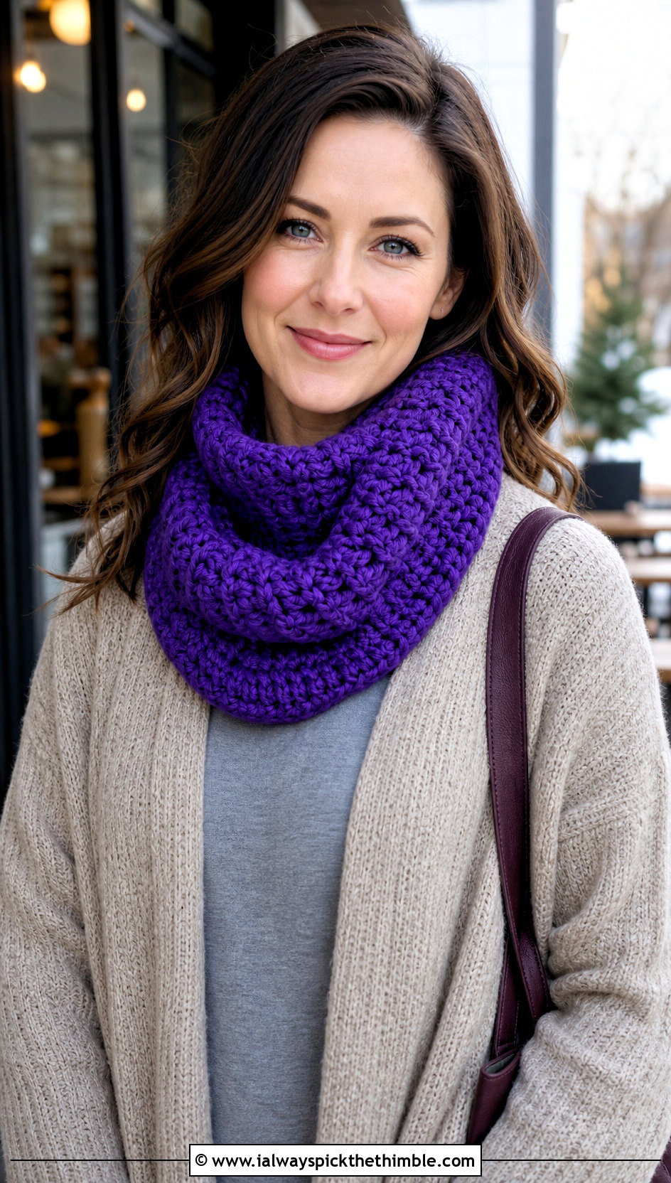 Turtleneck Bulky Crochet Cowl With Long Cardigan - 20 Bulky Crochet Cowl outfit ideas