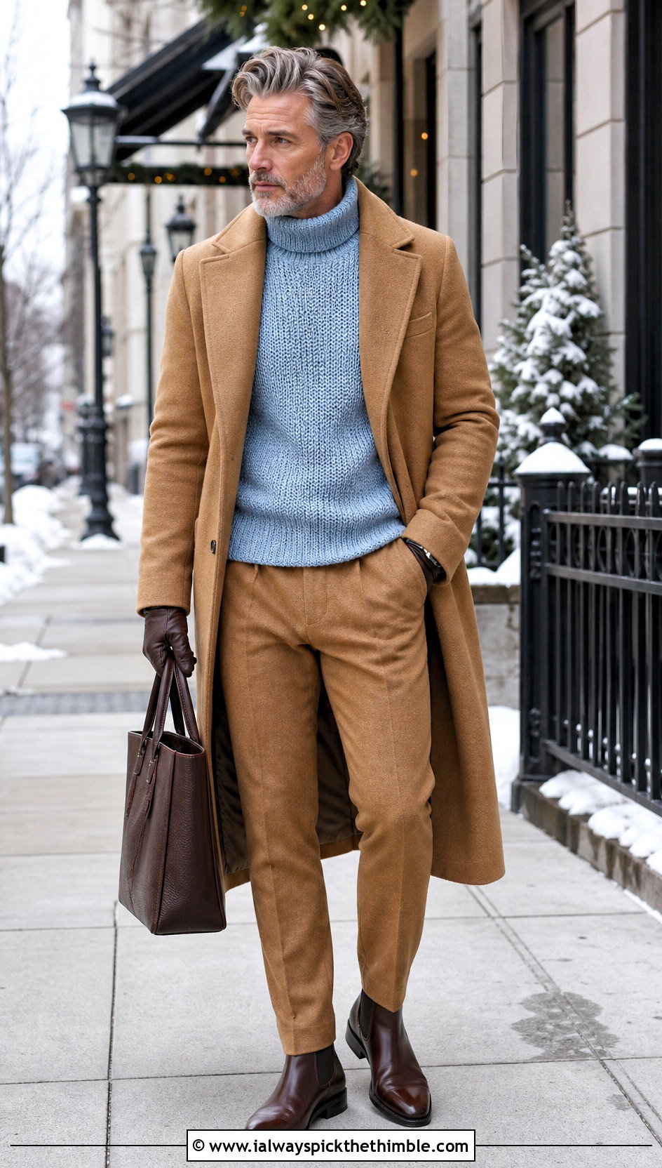 Turtleneck Crochet Sweater With Overcoat - 25 men crochet sweater outfit ideas