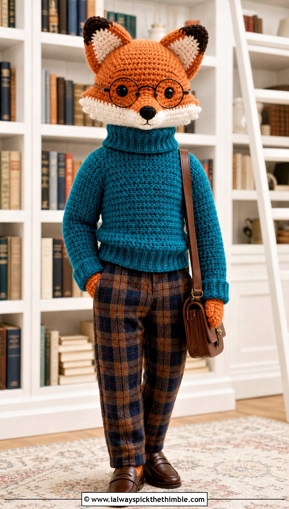 Turtleneck Crochet Toy Sweater With Plaid Trousers - 20 Crochet Sweater For Toy outfit ideas