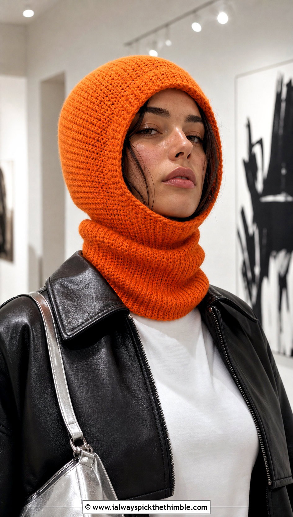 Turtleneck Hoodie Balaclava With Leather Jacket - 20 crochet balaclava ski mask outfit ideas