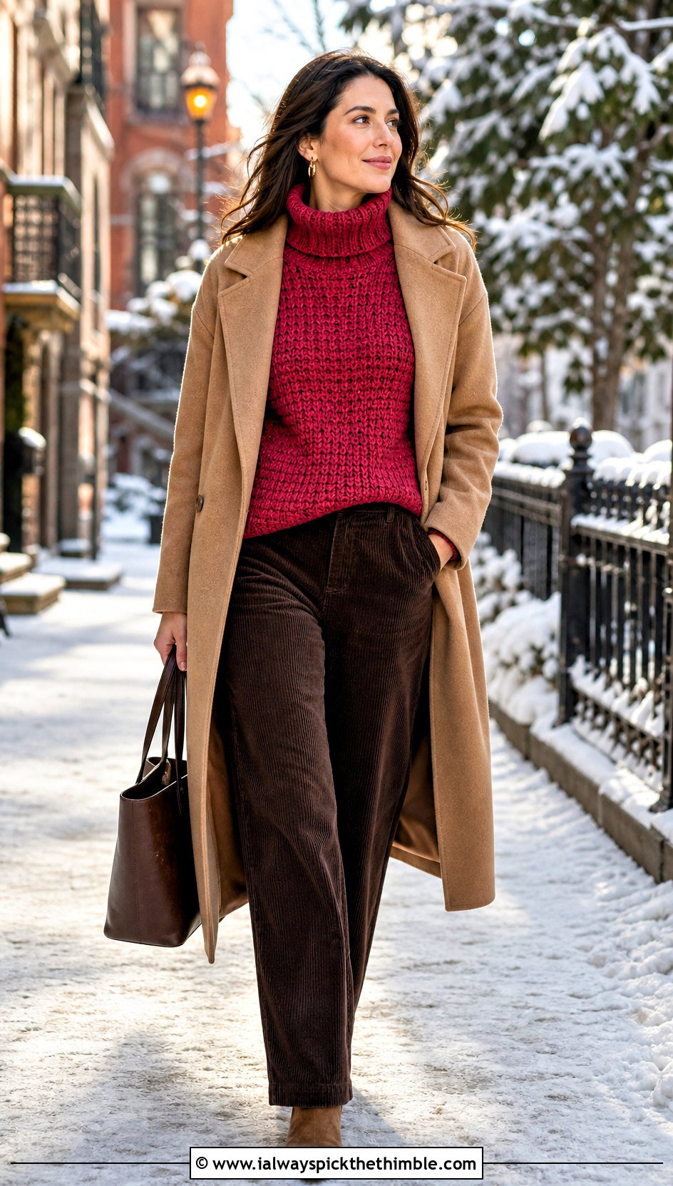 Turtleneck Pullover Crochet Sweater With Corduroy Pants - 20 Pullover Crochet Sweater outfit ideas