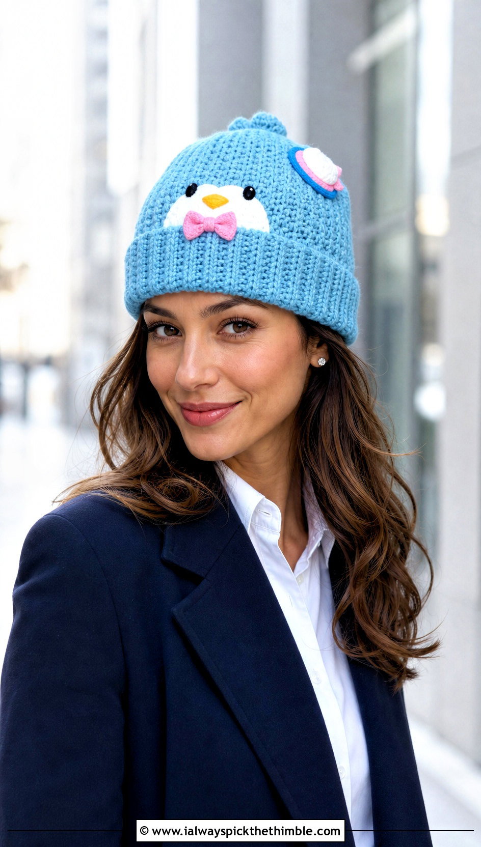 Tuxedosam Cuffed Crochet Beanie With Tailored Trousers - 20 sanrio crochet beanie outfit ideas