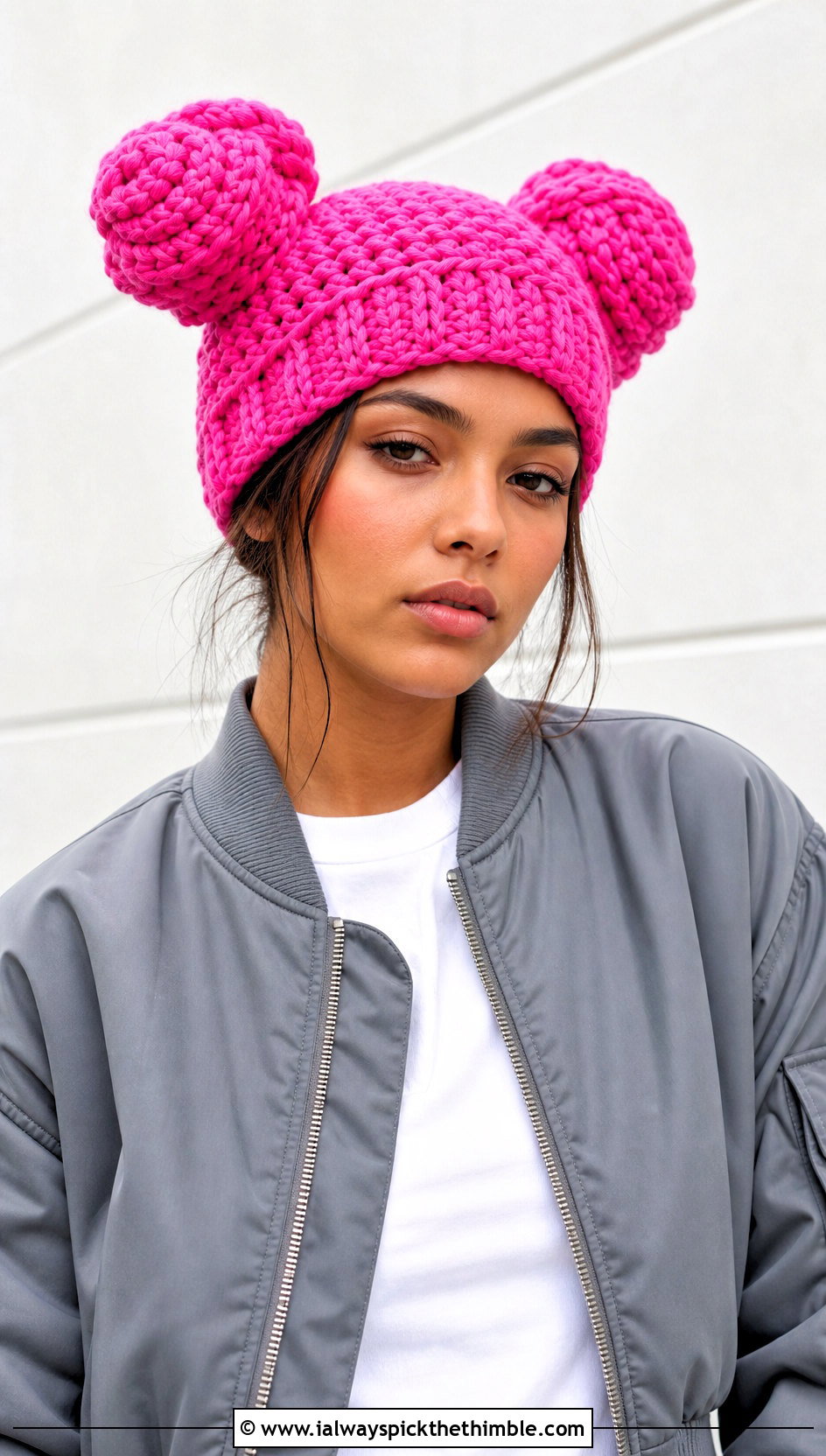 Twin Bun Cabbage Patch Crochet Hat With Bomber Jacket - 20 Cabbage Patch Crochet Hat outfit ideas
