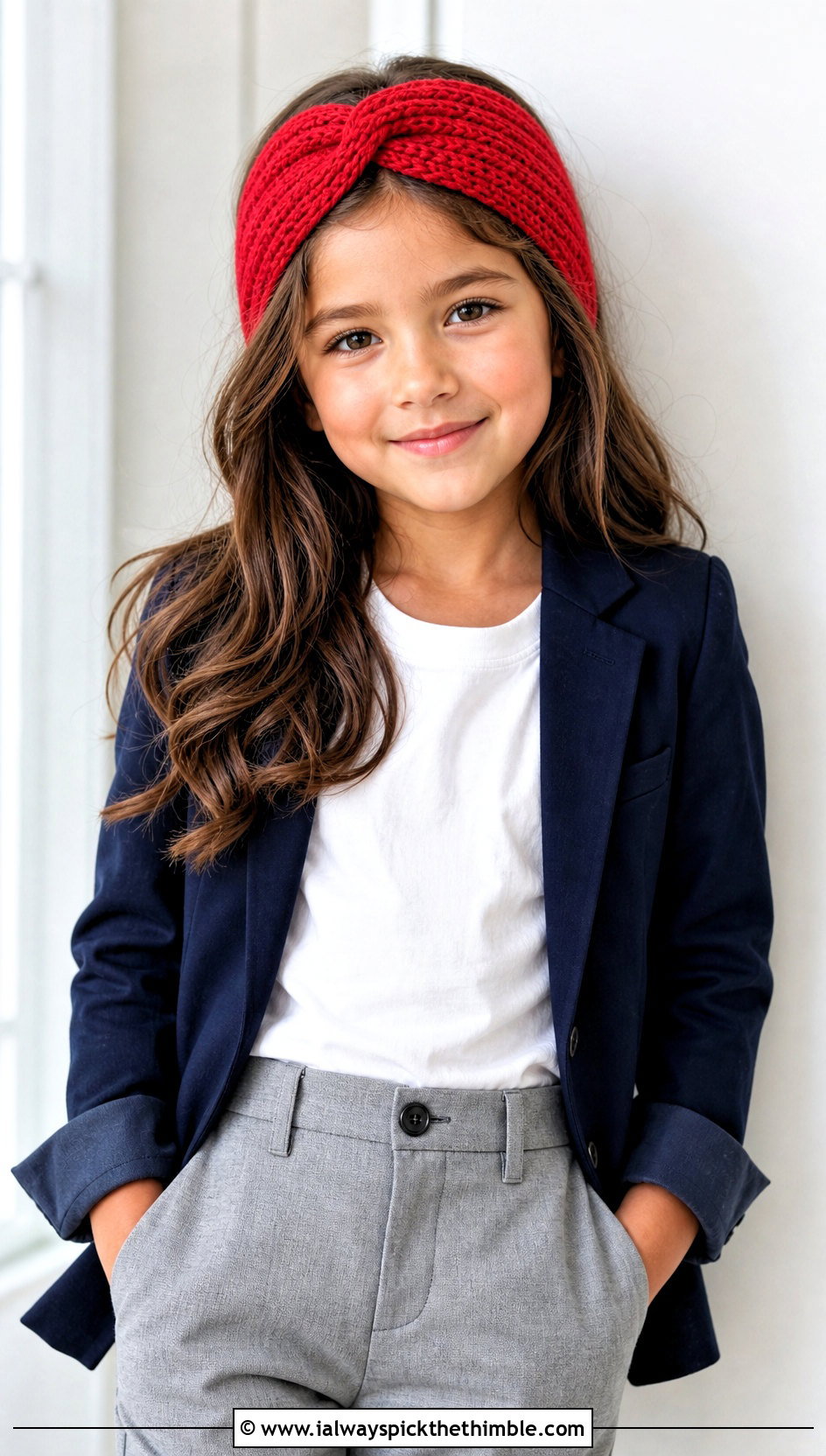 Twist Front Crochet Childs Headband With Blazer And Trousers - 20 Crochet Childs Headband outfit ideas