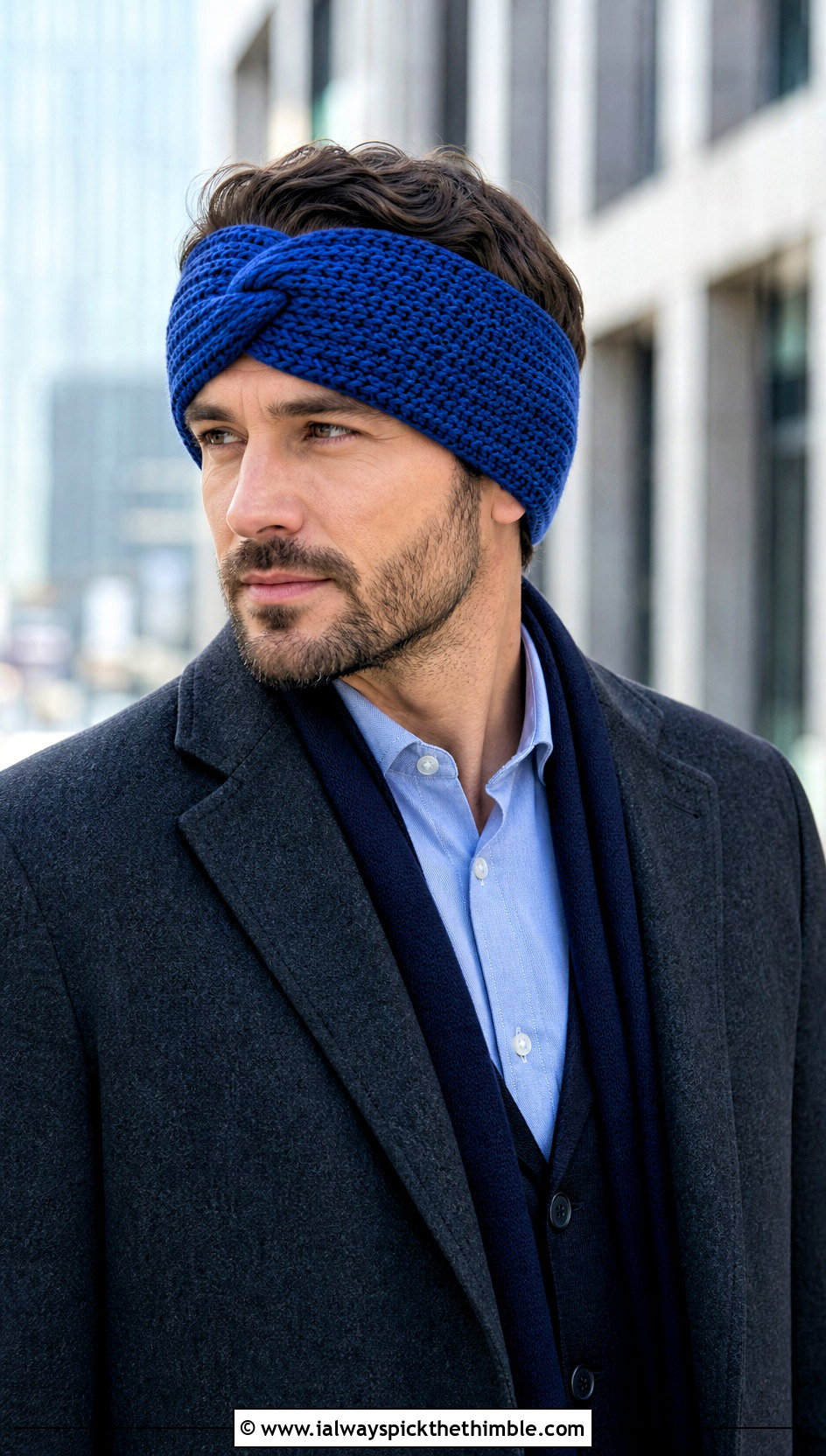 Twisted Mens Crochet Ear Warmer With Wool Coat - 15 mens crochet ear warmer outfit ideas