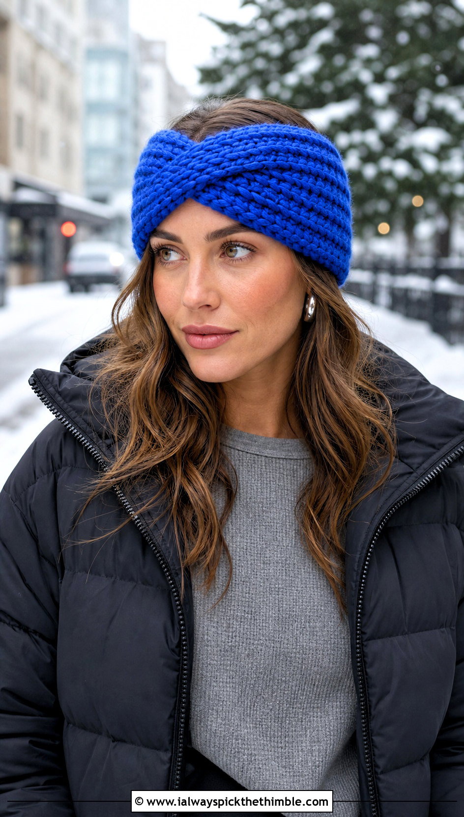 Twisted Ribbed Bulky Yarn Crochet Ear Warmer With Puffer Coat - 20 Bulky Yarn Crochet Ear Warmer outfit ideas